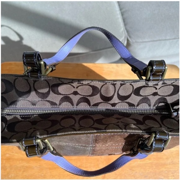 Coach 2005 Signature Patchwork Suede, Leather Canvas Satchel VINTAGE - Picture 5 of 16